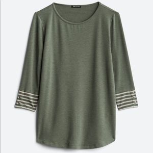 Kalonice Button Cuff Sleeve Knit Top